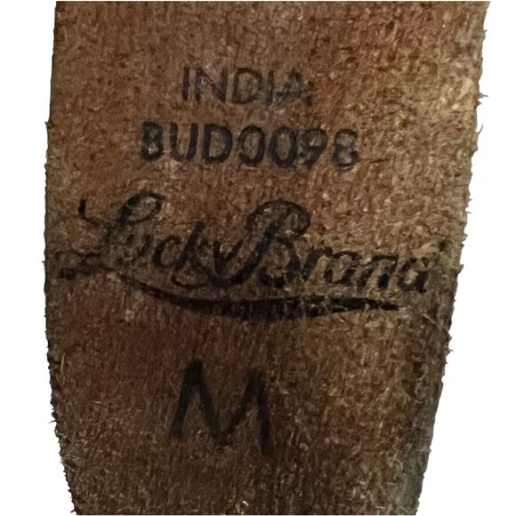 Lucky Brand Womens Leather Belt Sz Medium Brown Laser Cut Boho Brass Buckle - Picture 12 of 12